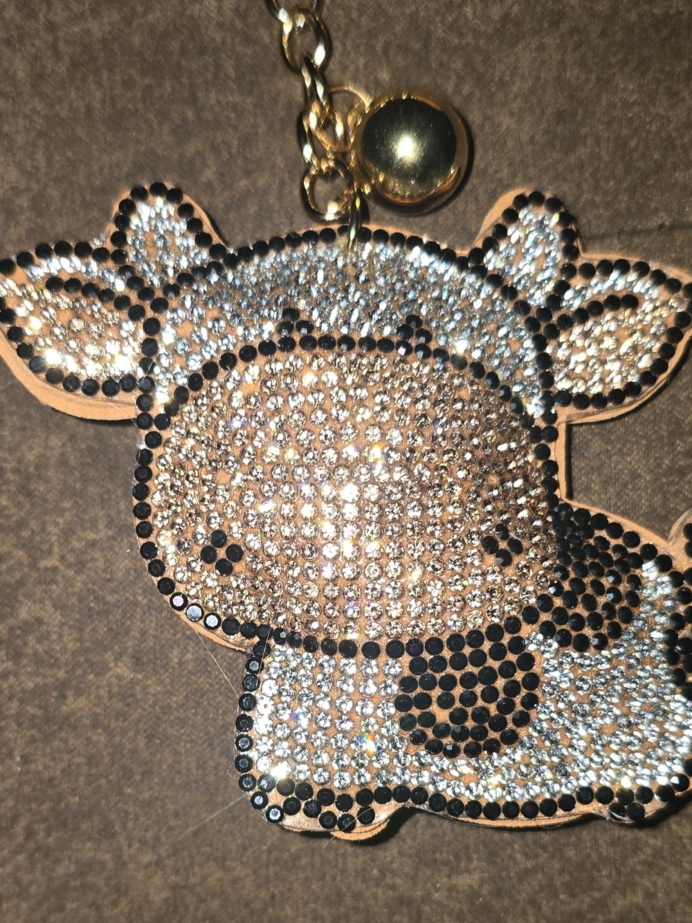 NWT Bling Rhinestone Cow Keychain Bag Charm Tassel Gold